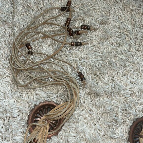 Gorgeous Western Copper Brass Handmade Leather Belt  With Tassels Southwestern main image 4